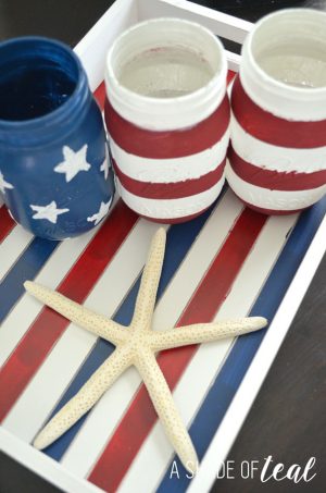 Easy Red White &amp; Blue Mason Jars