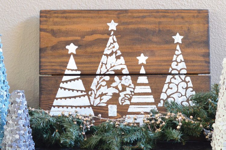 DIY- Christmas Tree Glitter Sign, with Cutting Edge Stencils