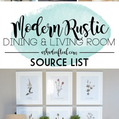Modern Rustic Dining & Living Room // ORC: Source List