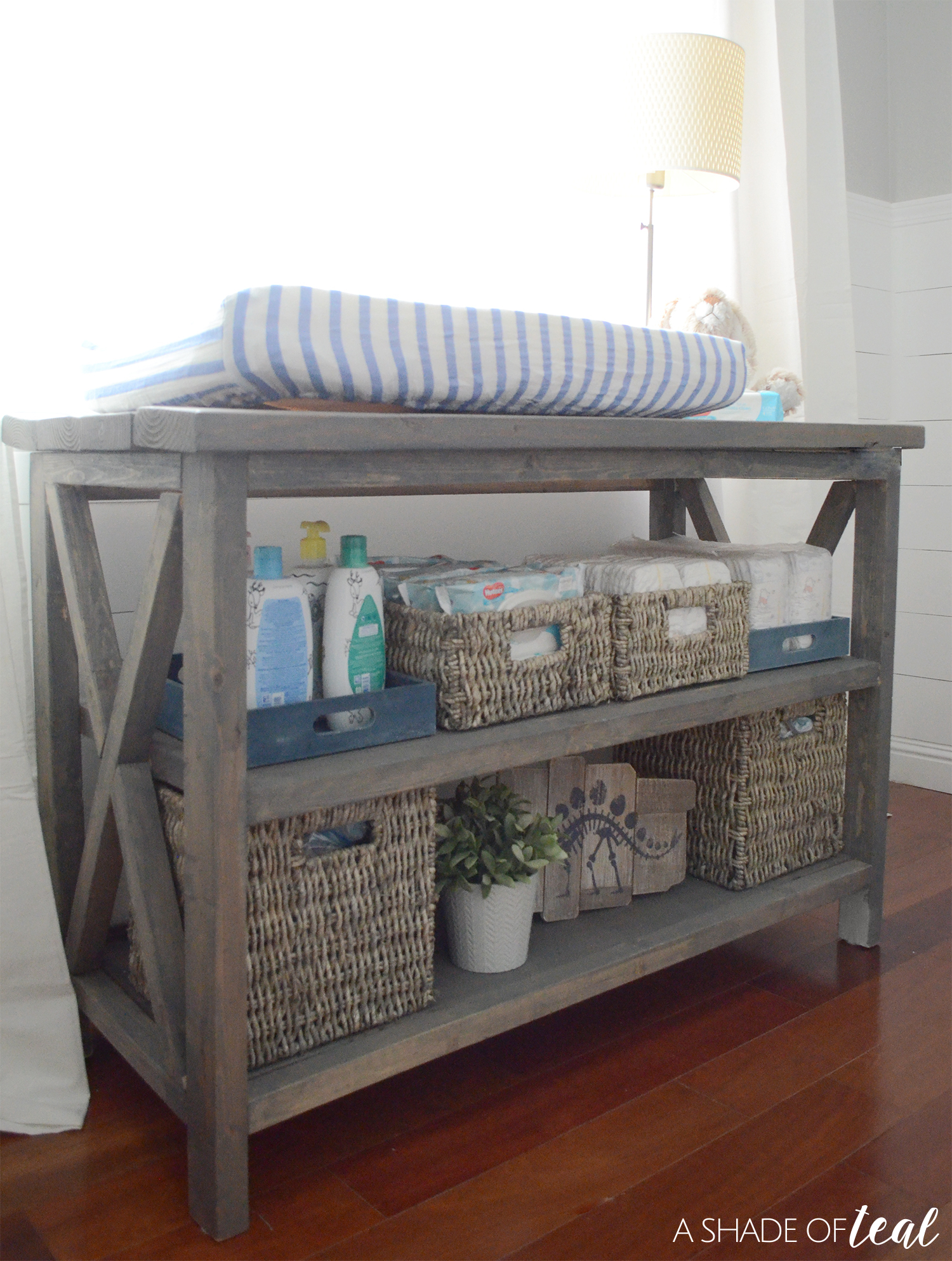 rustic gray changing table