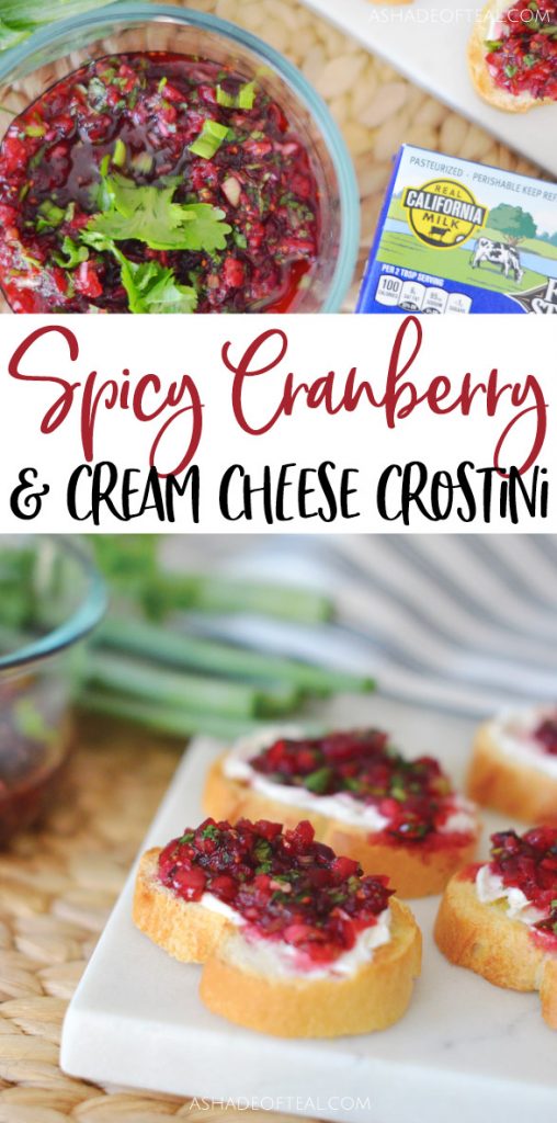 Spicy Cranberry & Cream Cheese Crostini Using Real California Milk!