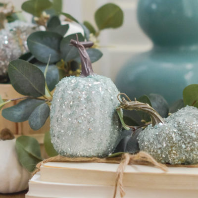DIY: Vintage Aqua Glass Glitter Pumpkins
