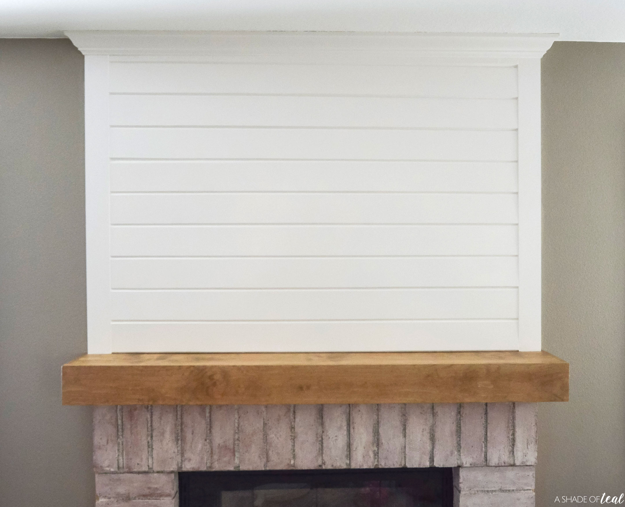 Modern Rustic Fireplace Makeover How, Shiplap Accent Wall Fireplace