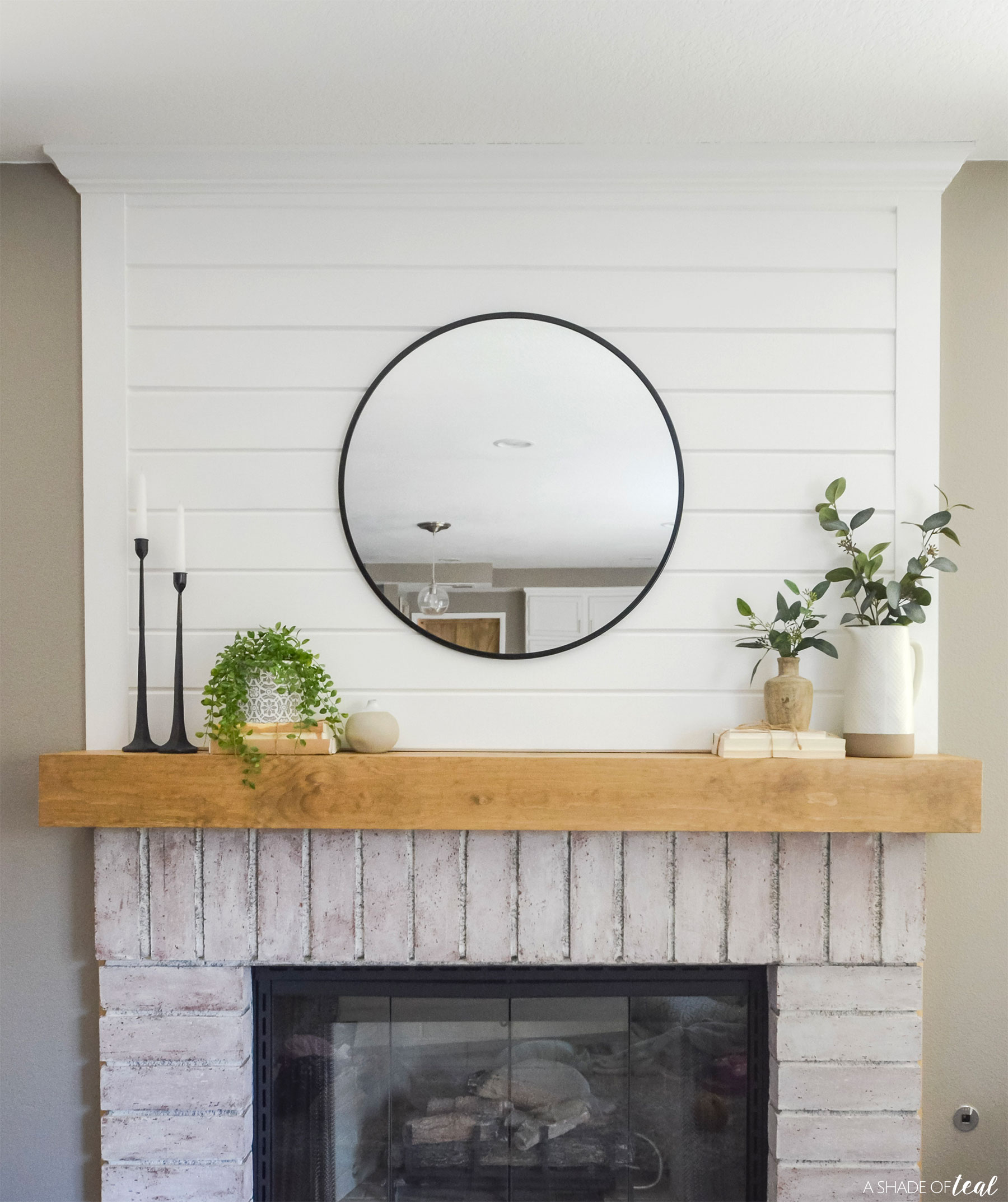 Modern Rustic Fireplace Makeover How, Shiplap Accent Wall Fireplace