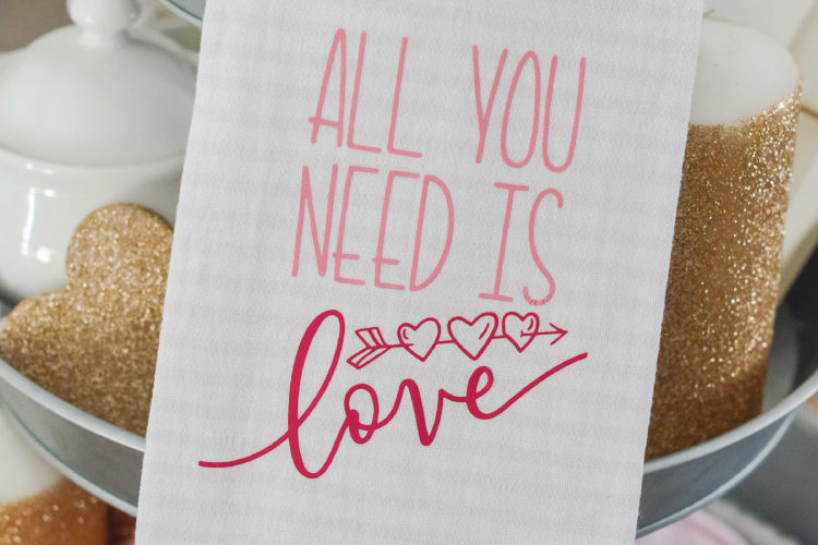 How to Use Cricut Iron-On Vinyl: Valentine’s Day Kitchen Towel