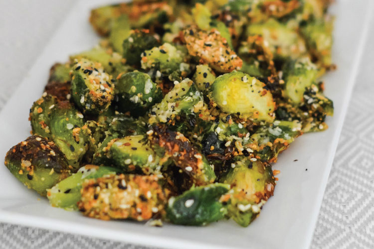 Air Fryer Crispy Everything Bagel & Parmesan Seasoned Brussel Sprouts