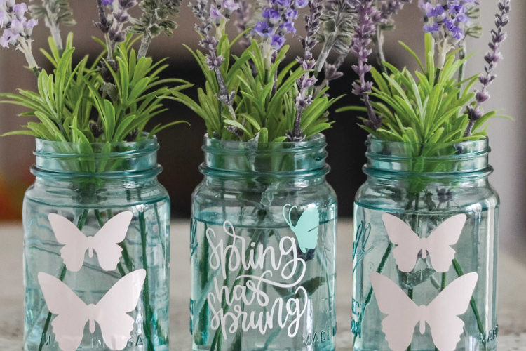 Cricut DIY: Spring Butterfly Mason Jar Vases