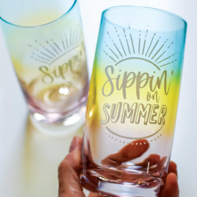 Cricut DIY: Summer Vinyl Rainbow Glassware