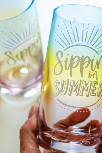 Cricut DIY: Summer Vinyl Rainbow Glassware